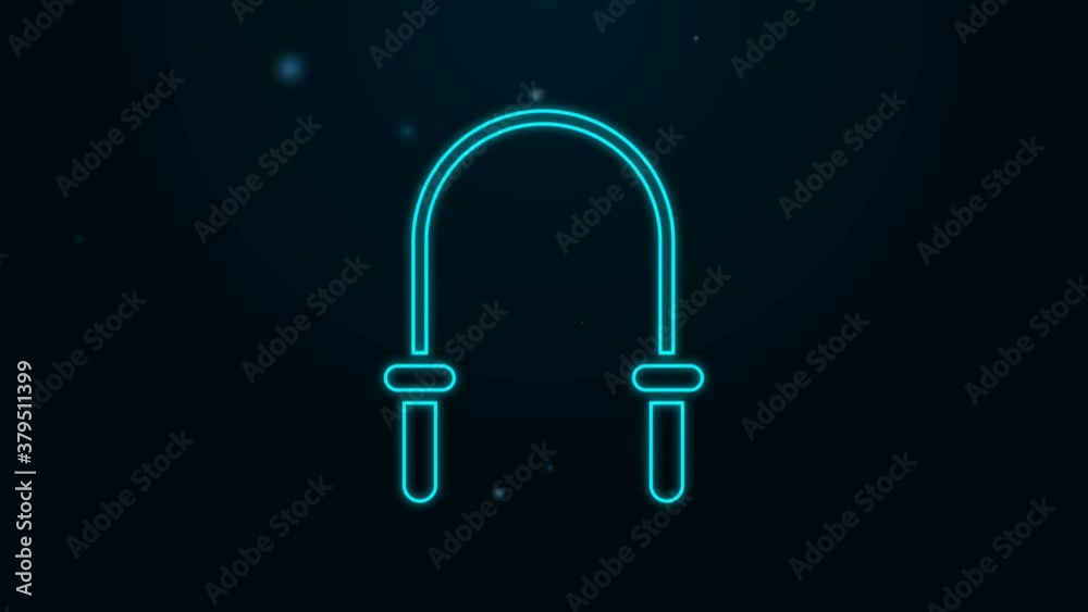 Glowing neon line Jump rope icon isolated on black background. Skipping rope. Sport equipment. 4K Video motion graphic animation Glowing neon line Jump rope icon isolated on black background. Skipping rope. Sport equipment. 4K Video motion graphic animation