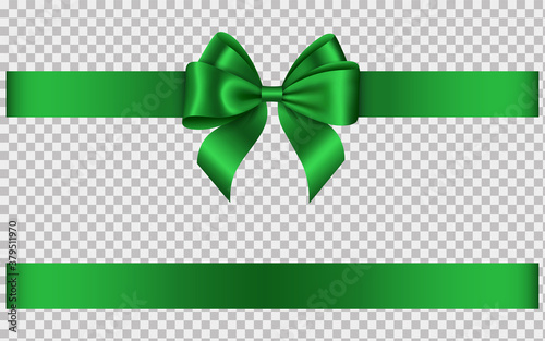 green ribbon with bow