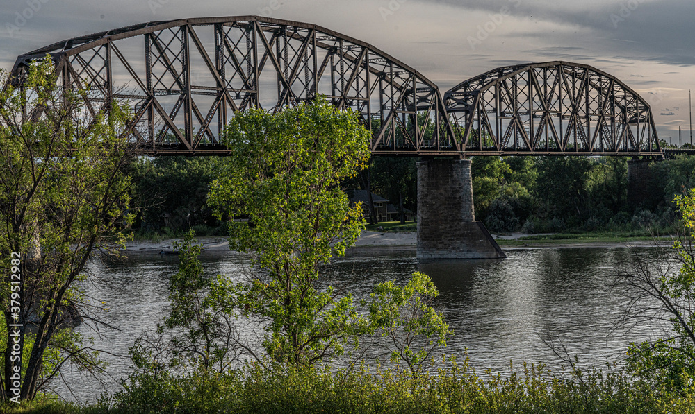 BNSF rail bridge across Missouri River near Bismarck North Dakota BNSF rail bridge across Missouri River near Bismarck North Dakota