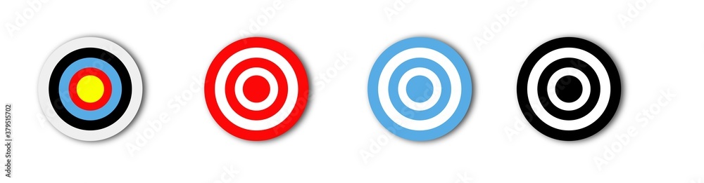 Focus target isolated icons on white background.