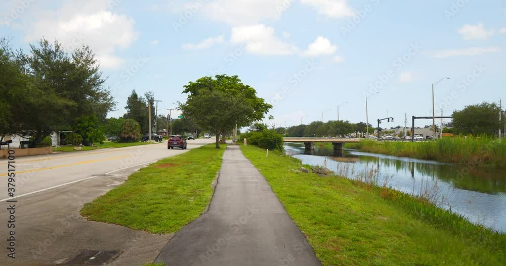 Orange Drive fitness path Davie Florida shot in motion from walkers pov Orange Drive fitness path Davie Florida shot in motion from walkers pov