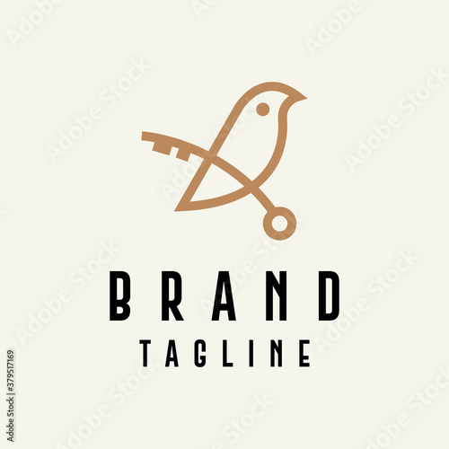 Bird key logo design template
