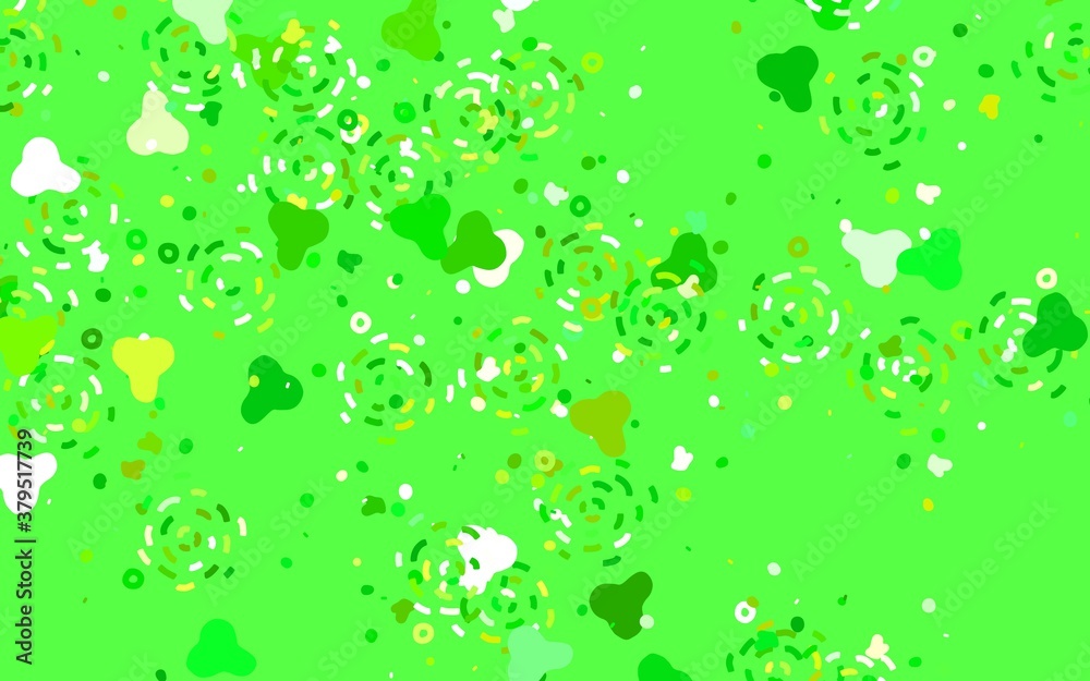 Light Green, Yellow vector backdrop with memphis shapes. Light Green, Yellow vector backdrop with memphis shapes.