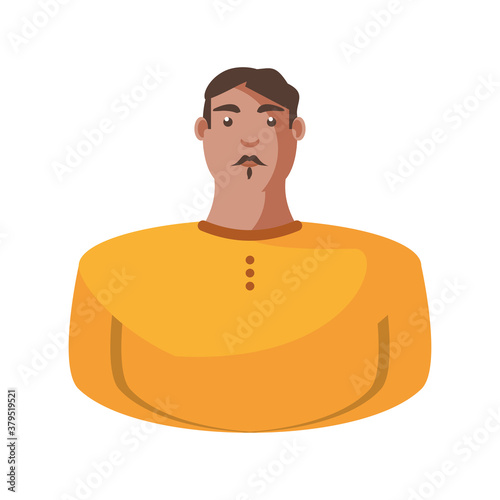 latin man cartoon with mustache vector design