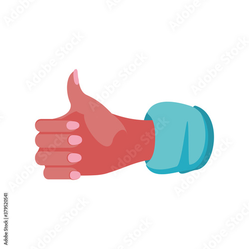 female okey hand detailed style icon vector design