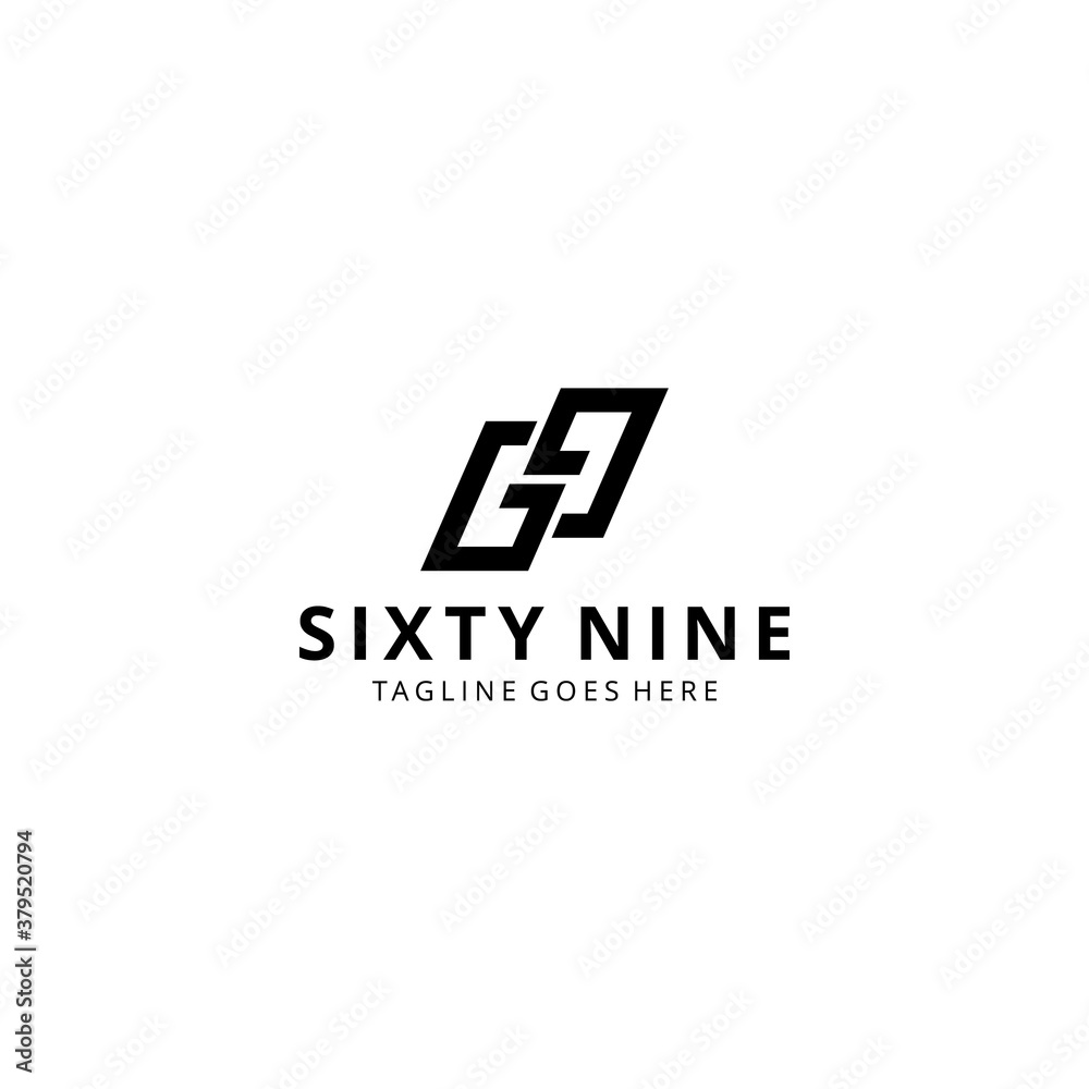 Creative illustration modern number sixty nine sign geometric logo design template