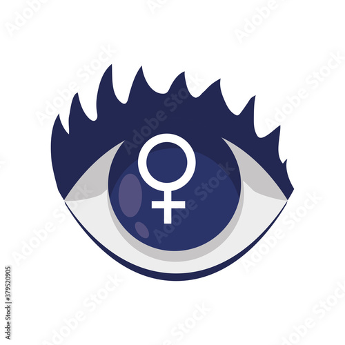 feminism female gender in eye detailed style icon vector design