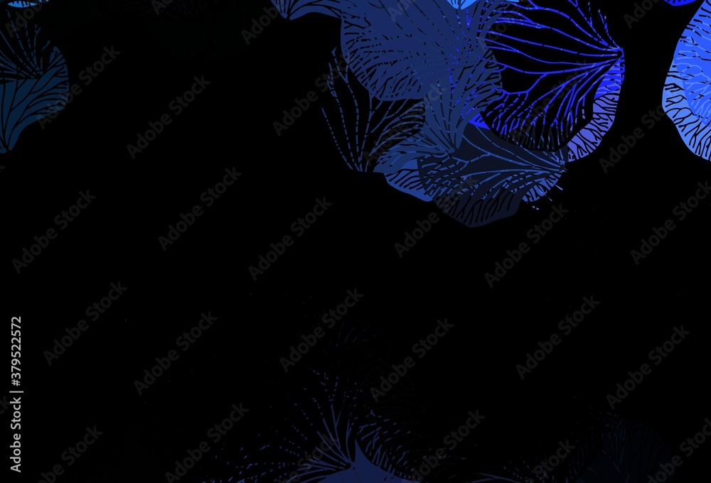 Naklejka Dark Pink, Blue vector doodle backdrop with leaves.