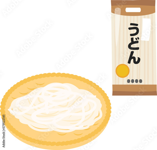 袋入りのうどん乾麺と茹でたうどん