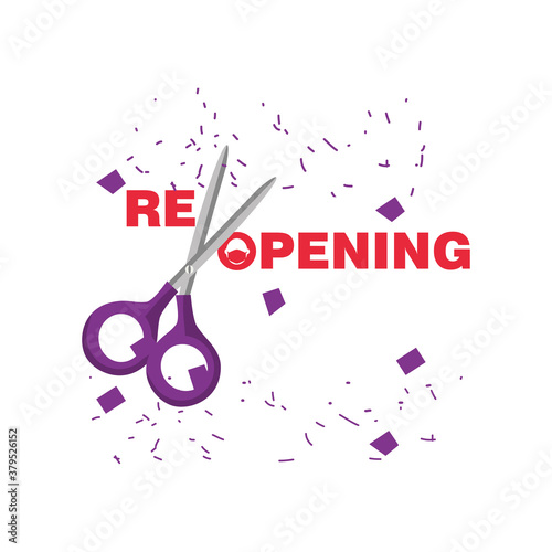 reopening with scissor detailed style icon vector design