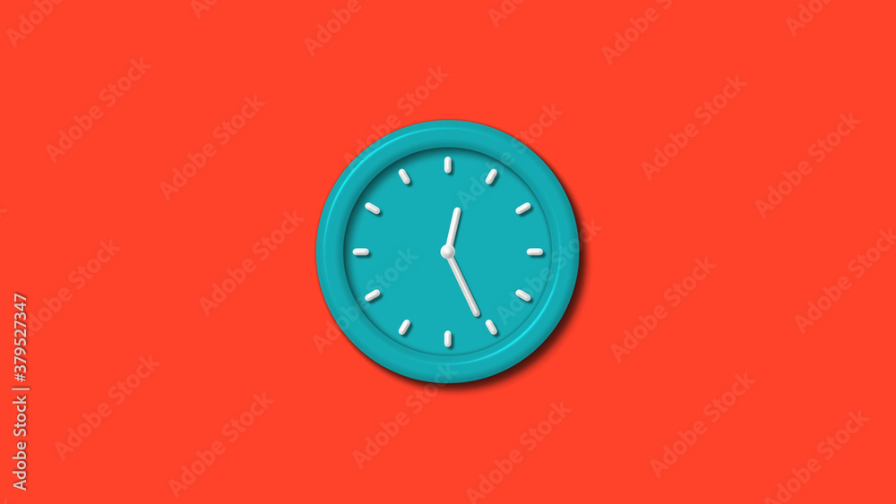 New cyan color 3d wall clock isolated on red background,clock isolated New cyan color 3d wall clock isolated on red background,clock isolated