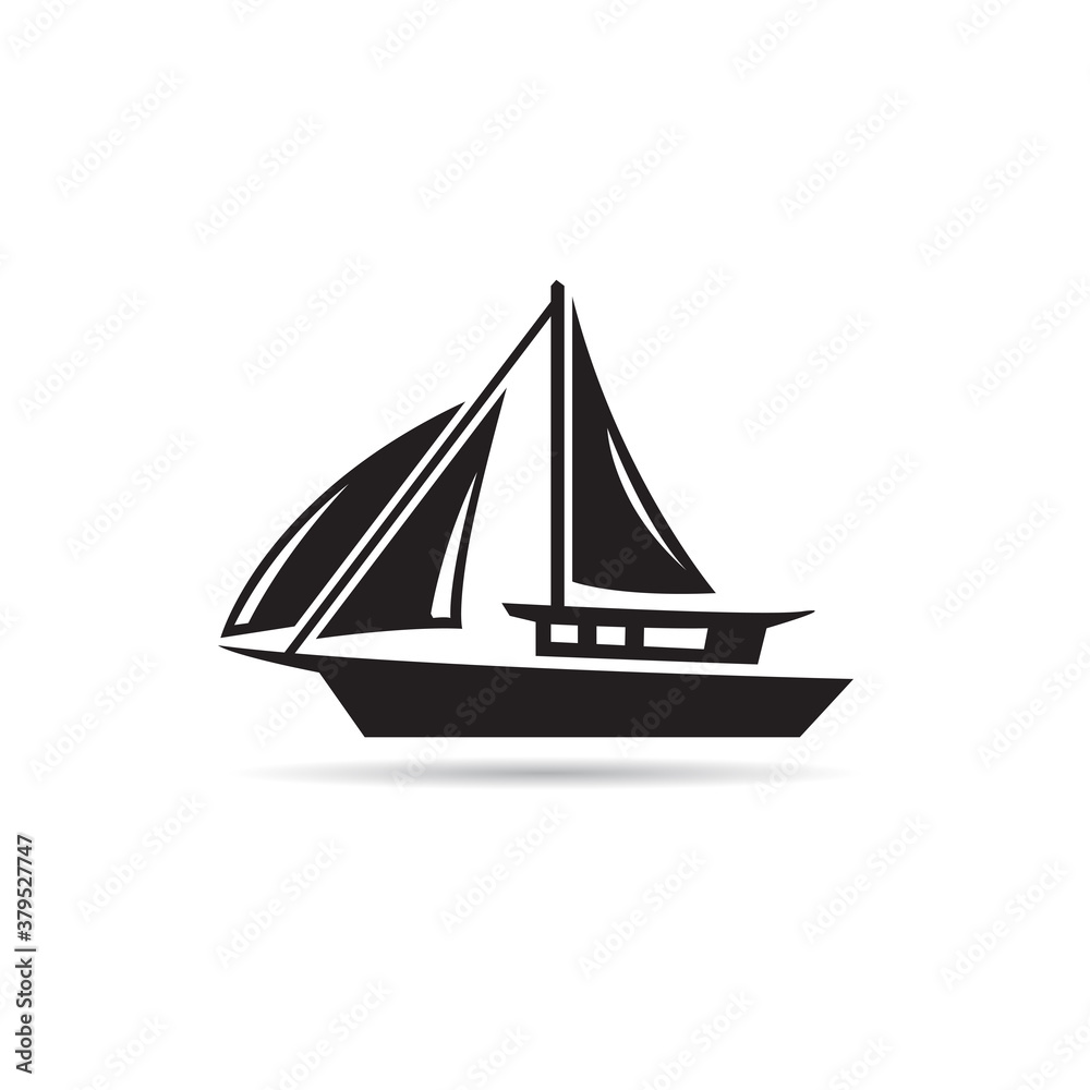 sailing vessel icon vector on white background