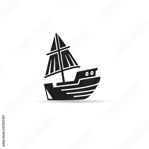 sailing vessel icon vector on white background
