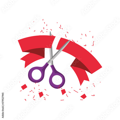 scissor with ribbon vector design