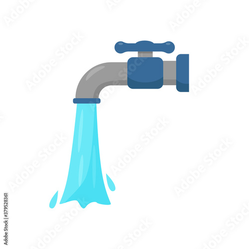 Faucet with water vector illustration in flat style isolated on white background 