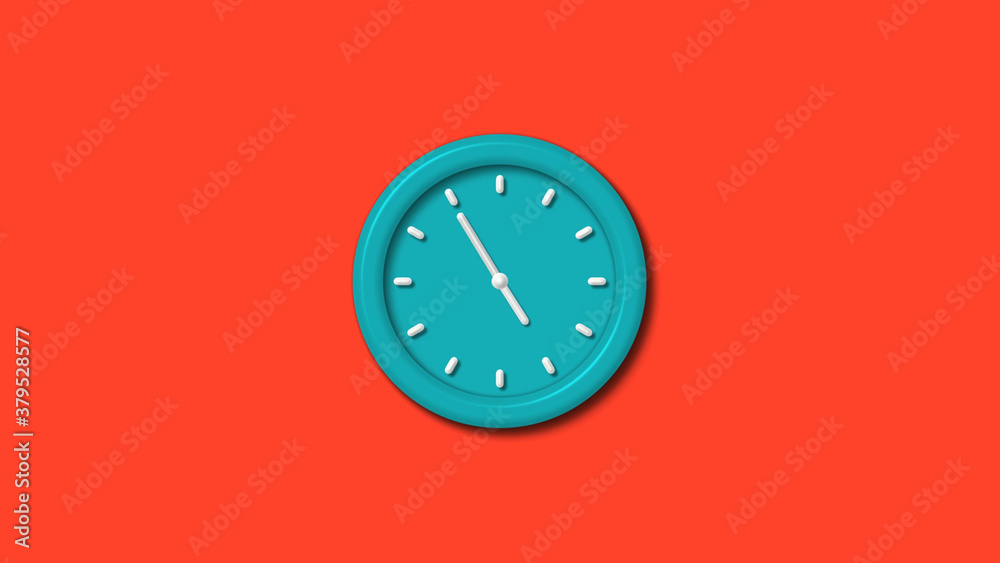 Amazing cyan color 3d wall clock isolated on red background,clock isolated Amazing cyan color 3d wall clock isolated on red background,clock isolated