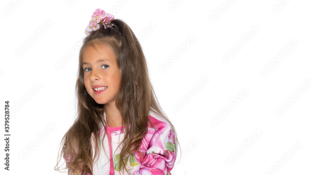 Portrait of a little girl close-up.Isolated on white background. Portrait of a little girl close-up.Isolated on white background.