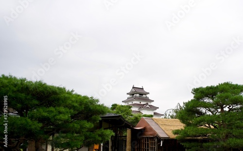 The view of Japanese castle in Fukushima.
