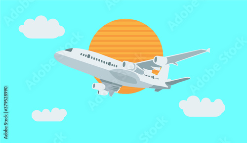 The concept  passenger aircraft flying in the sky, vector illustration