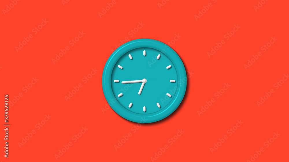 New cyan color 3d wall clock isolated on red background,counnting down clock isolated New cyan color 3d wall clock isolated on red background,counnting down clock isolated