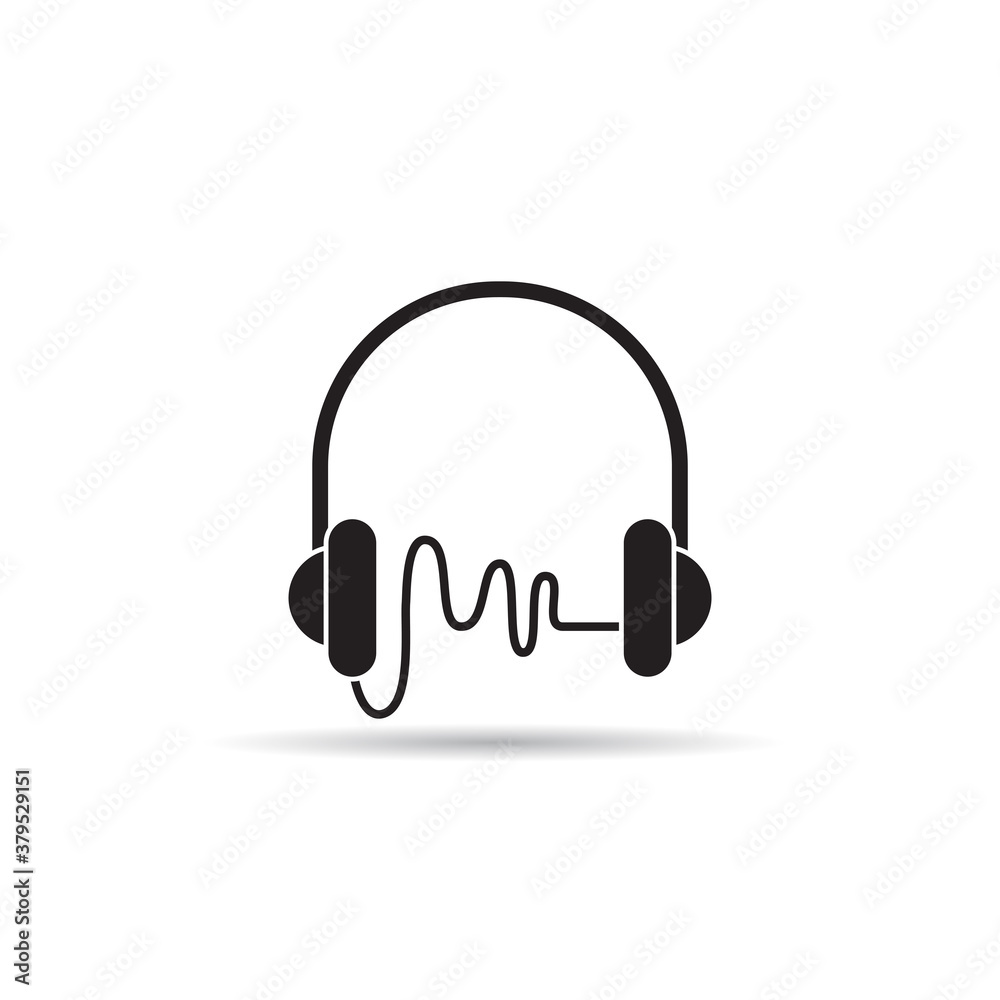 headphone and wire icon vector on white background headphone and wire icon vector on white background