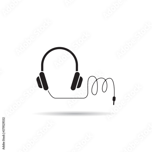 headphone and cable vector on white background