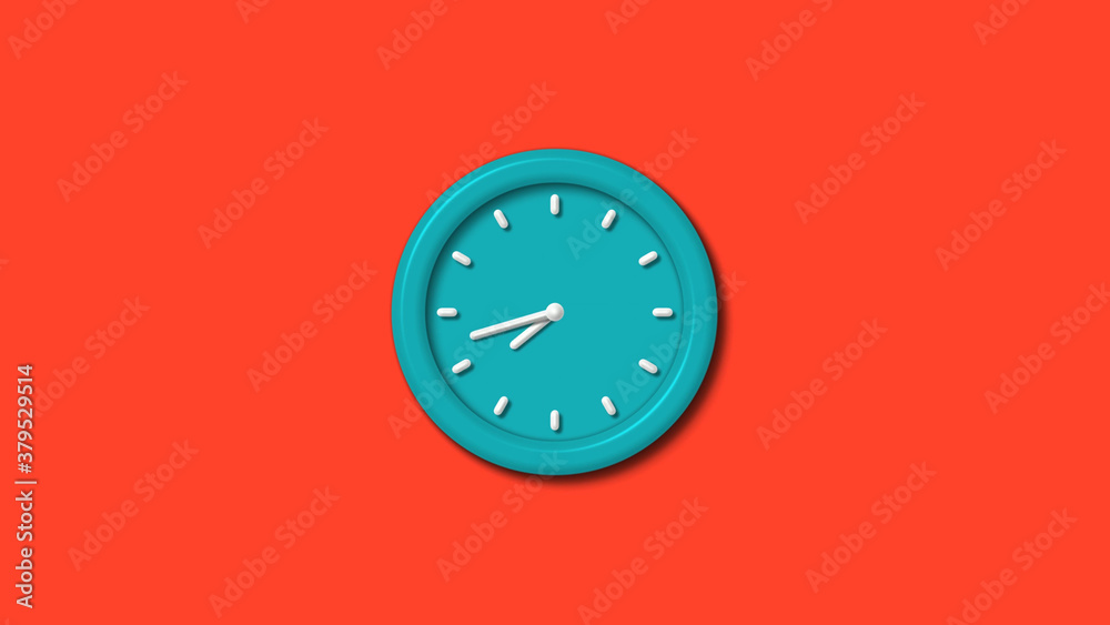 New cyan color 3d wall clock isolated on red background,counnting down clock isolated New cyan color 3d wall clock isolated on red background,counnting down clock isolated