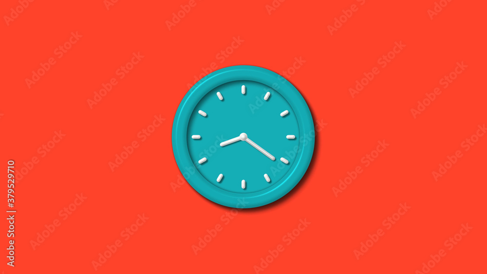 New cyan color 3d wall clock isolated on red background,counnting down clock isolated New cyan color 3d wall clock isolated on red background,counnting down clock isolated