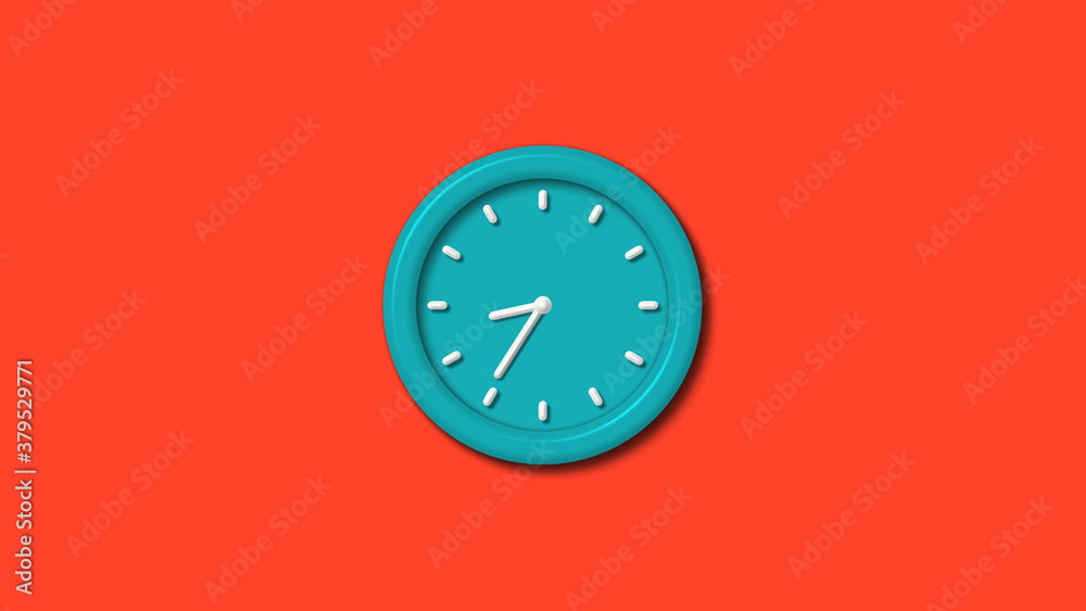 New cyan color 3d wall clock isolated on red background,counnting down clock isolated New cyan color 3d wall clock isolated on red background,counnting down clock isolated