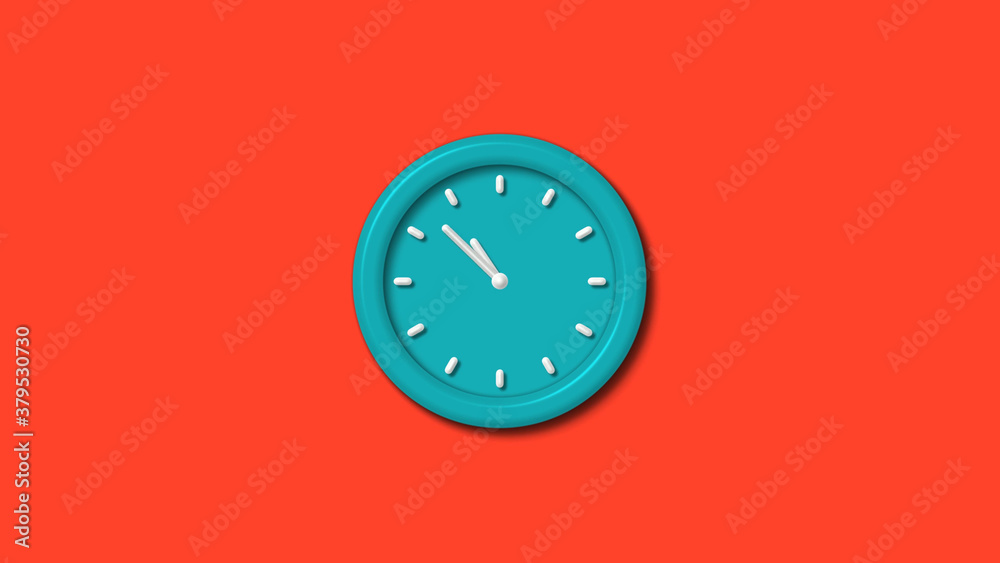 Cyan color 12 hours 3d wall clock isolated on red background,clock icon Cyan color 12 hours 3d wall clock isolated on red background,clock icon