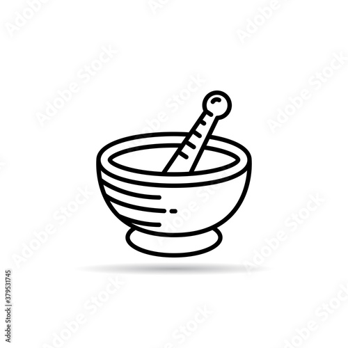mortar and pestle line icon vector illustration