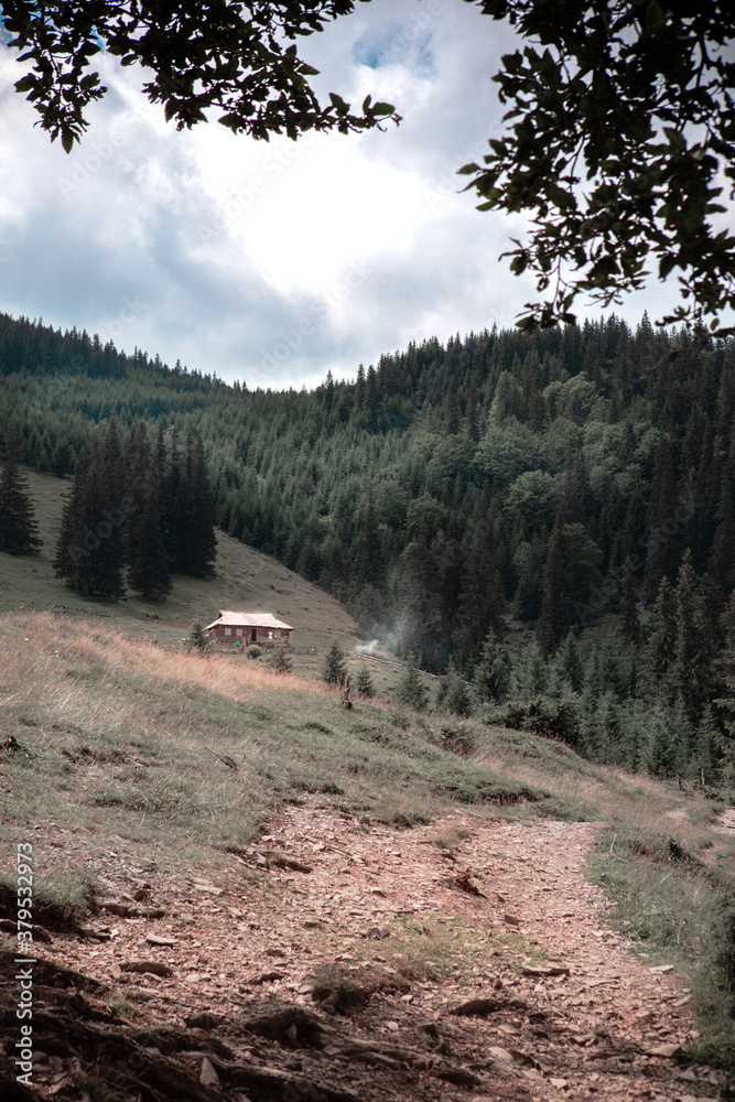 wooden house in mountains forest wooden house in mountains forest