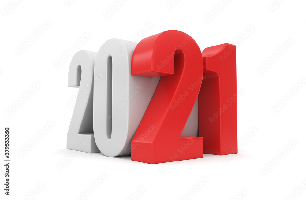 Red and white inscription 2021 isolated on white background. Happy New Year 2021. Illustration for advertising. 3D rendering. Red and white inscription 2021 isolated on white background. Happy New Year 2021. Illustration for advertising. 3D rendering.