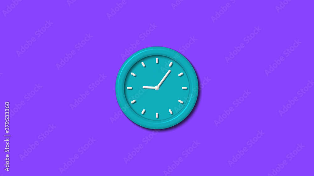New cyan color 12 hours 3d wall clocki solated on purple background,clock isolated New cyan color 12 hours 3d wall clocki solated on purple background,clock isolated