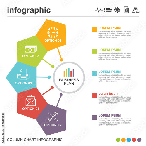 Business infographic design with 5 options