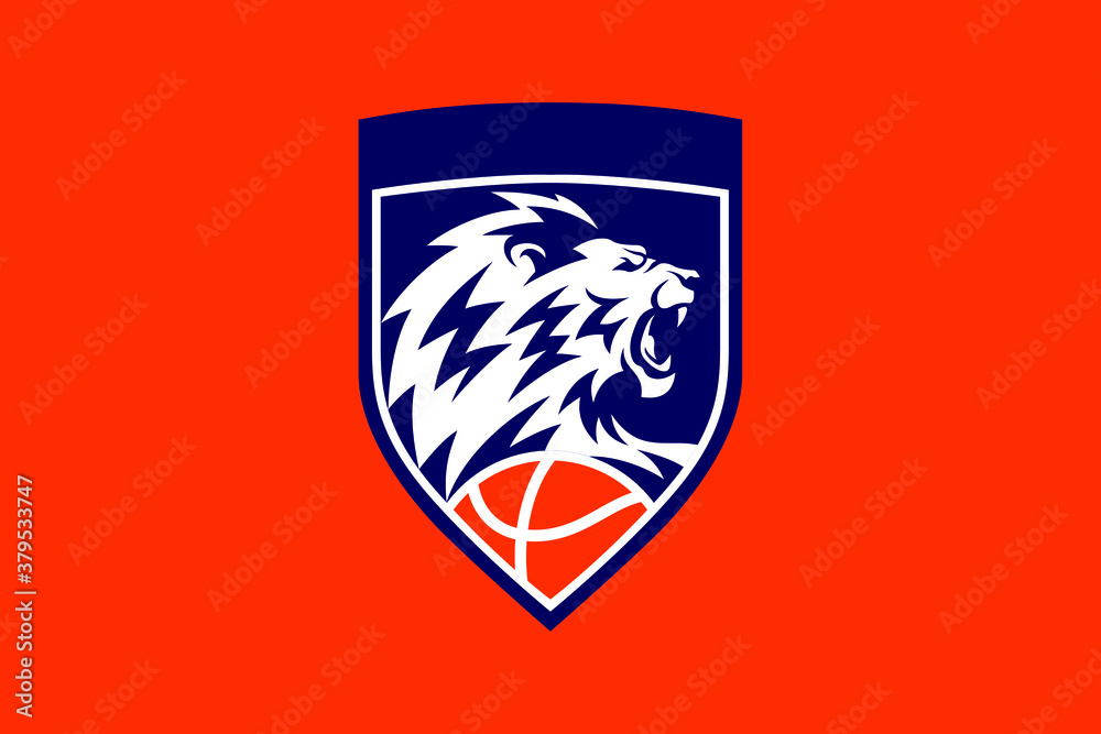 Lion Head Within The Shield with A BasketBall Lion Head Within The Shield with A BasketBall