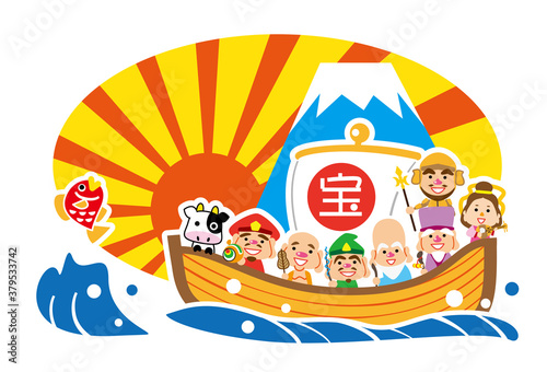 丑年　七福神の宝船　テンプレート