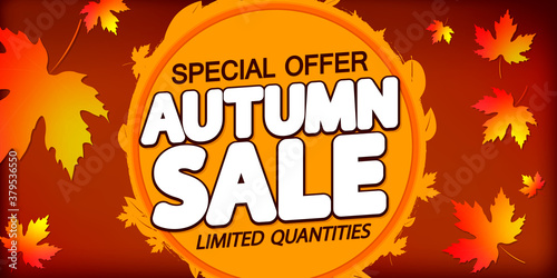 Autumn Sale, poster design template, special offer, discount banner, vector illustration