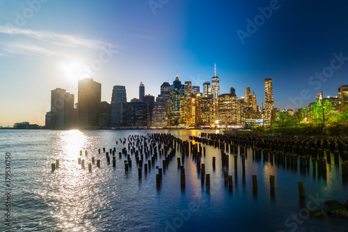 Manhattan skyline from day to night