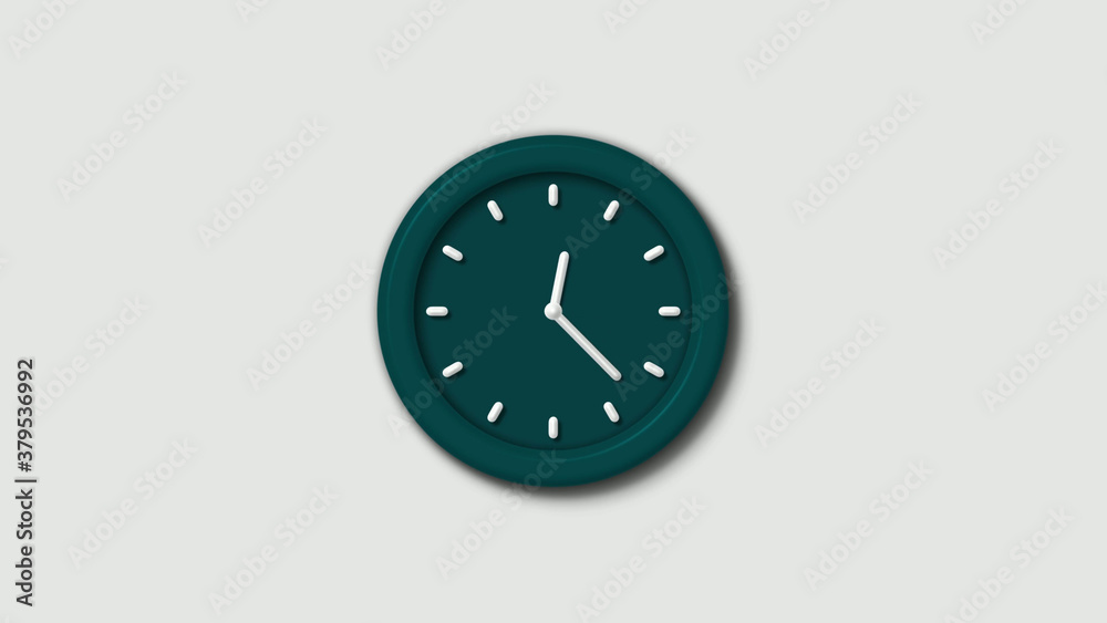 Amazing cyan dark 3d wall clock isolated on white background Amazing cyan dark 3d wall clock isolated on white background