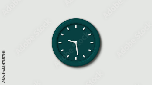 New cyan dark 3d wall clock on white background,wall clock