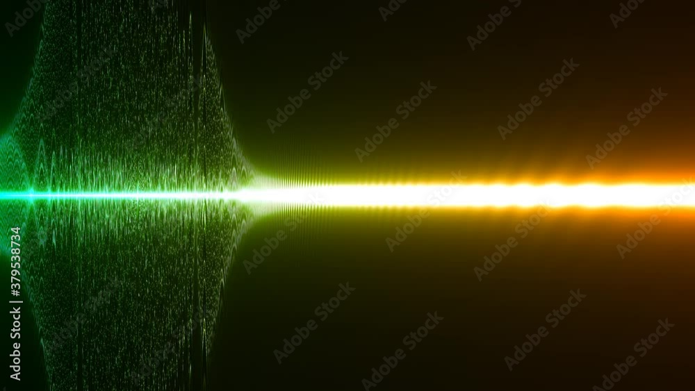Noisy Sine Wave Pattern Shrinking to Green and Orange Rays of Light