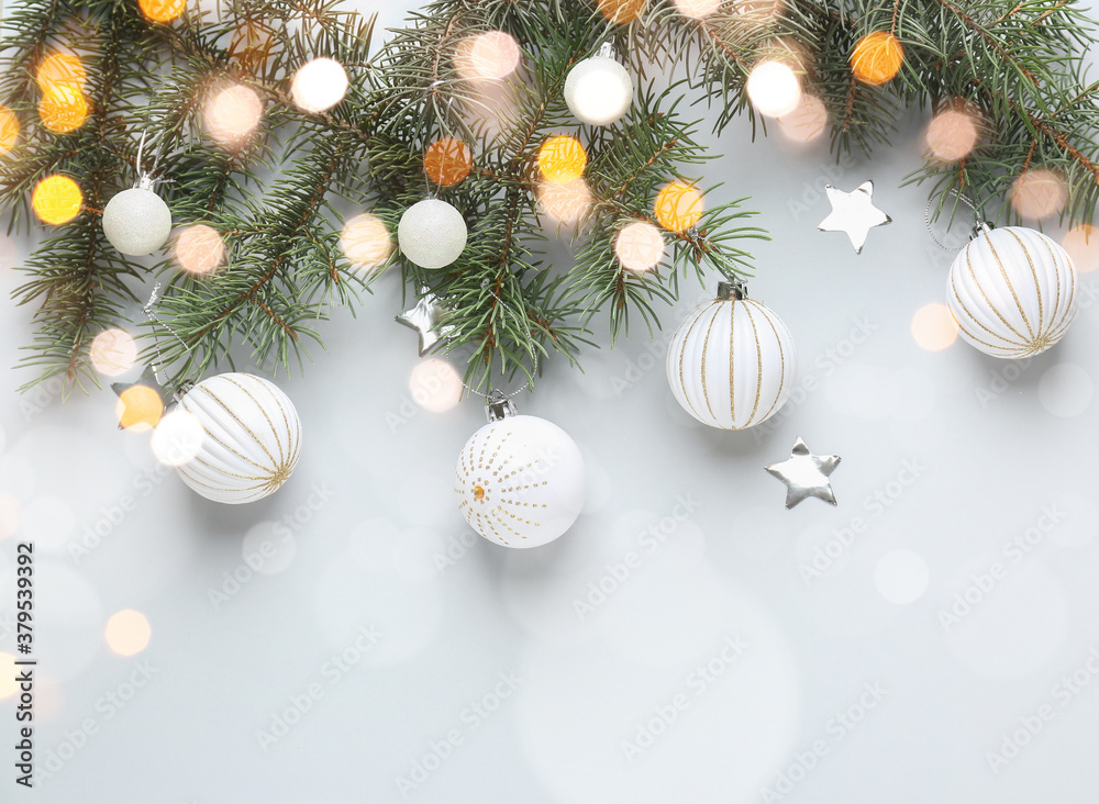 Beautiful Christmas composition on light background Beautiful Christmas composition on light background