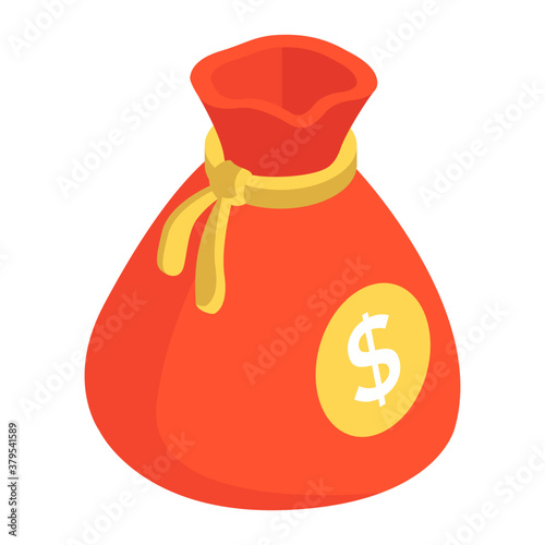 
Trendy style of money sack, dolar pouch vector 
