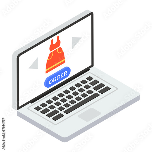 
Frock inside laptop, online shopping concept icon
