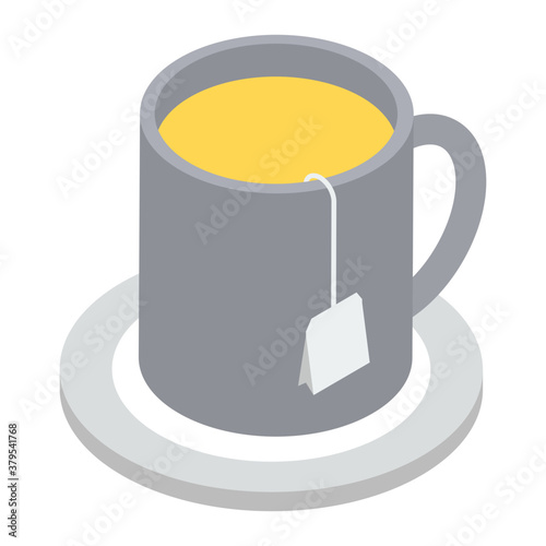 
Refreshing teacup icon in isometric vector style 
