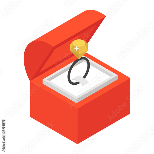 
A precious diamond wedding ring in isometric icon 

