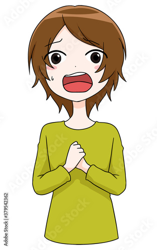 焦っている様子の女性