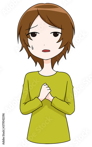 不安そうな表情の女性