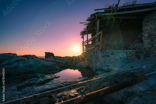 Sunset in Ses Salines. Ibiza island.